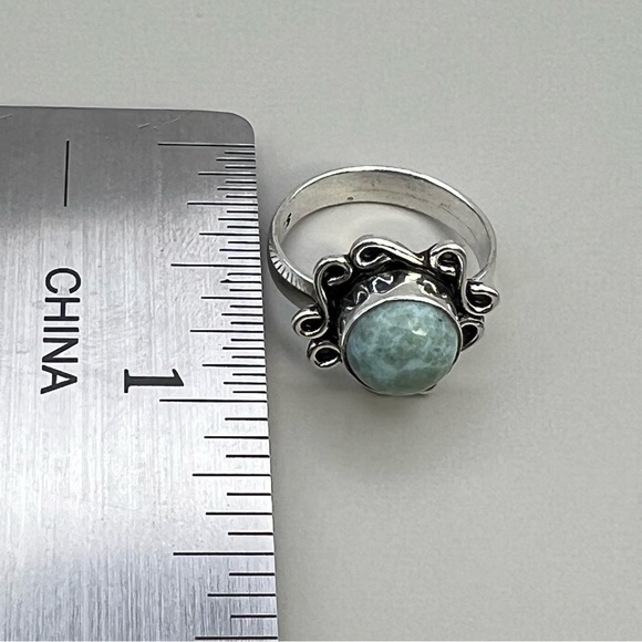 New Larimar Stone Silver Overlay Ring Size 6.25 - Picture 6 of 9